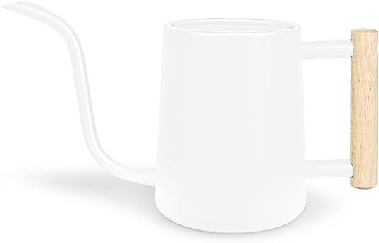 Watering Can Indoor Plants, 35 oz/1000 ml Metal Stainless Steel Watering Can Pot with Long Spout for Indoor House Plants Bonsai Outdoor Garden Flower Decorative (White) Rootora