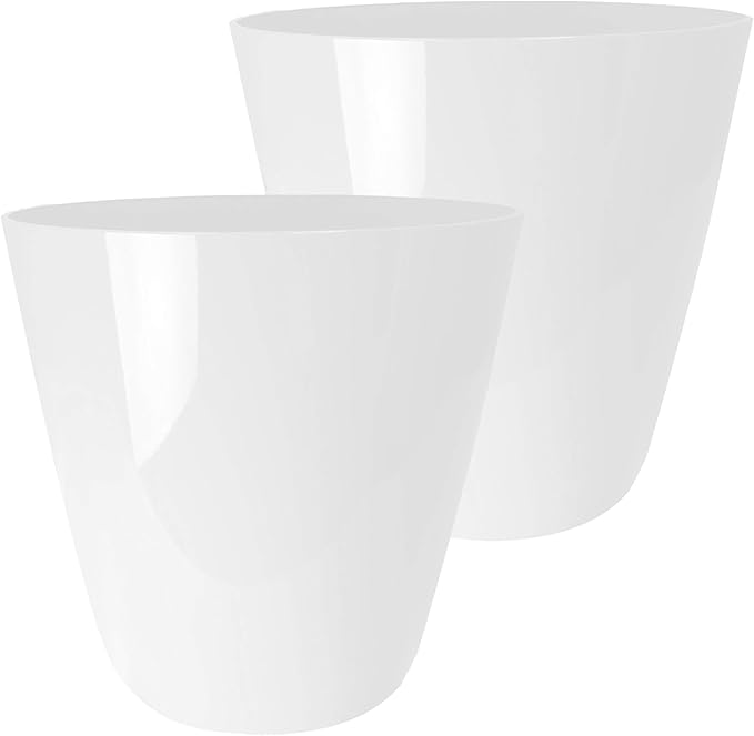 The HC Companies Aria Round Self-Watering Pot - Lightweight Plastic Planter for Herbs & More - Durable Plant Pots for Indoor Plants & Outdoor Plants (6" Glossy White, Pack of 2) TheHCCompanies