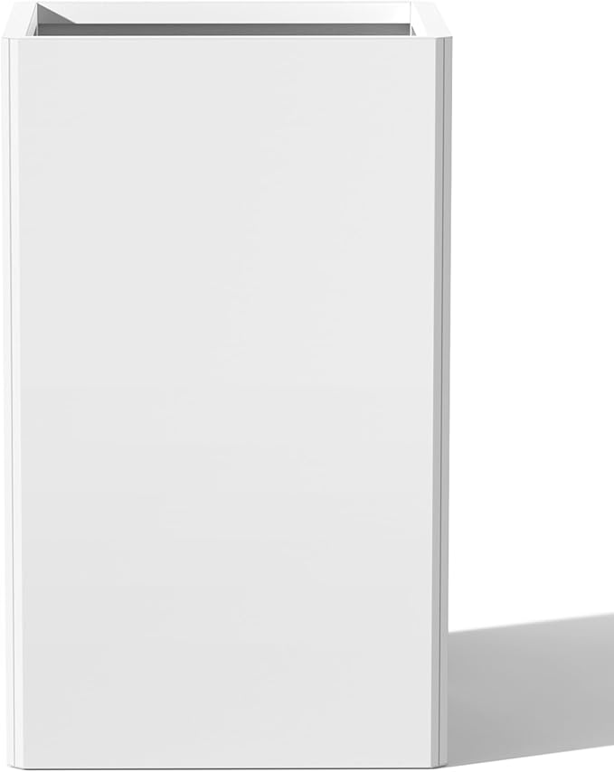 Galvanized Steel Metal Planter, 28 Inch White Square Outdoor Planters with Removable Insert Shelf and Drain Holes, Heavy Duty Flower Pot Modern Commercial Residential for Trees Patio Deck Yard Garden GradenHomeD%C3%A9corProducts