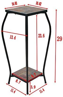 Zhongma 2 Tier 30" Tall Plant Stand with Colorful Slate Top for Balcony, Home, Garden, Backyard Patio with Adjustable Leveling Feet Zhongma