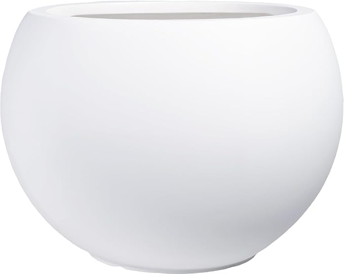 10 H x 14" Dia (10" Pot Opening) Round Fiberstone Planter with Drainage Hole, White, Indoor/Outdoor Large Plant Pot for Home Patio Garden, Ideal for Large Plants Panlaolao