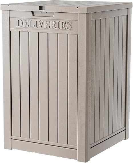 DRATO 48 Gallon Package Delivery Box, Large Lockable Storage Box, Double-Wall Resin Outdoor Package Delivery and Waterproof Deck Box for Porch, Patios（ Grey，48 Gallon） DRATOprovidesawarmandcozy