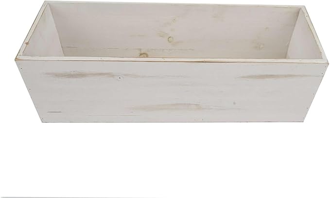 Efavormart 18"x6" Whitewash Wood Planter Box with Plastic Liner, DIY Rustic Rectangle Wooden Box for Succulents, Wedding Table Centerpieces and Farmhouse Party Decor efavormart