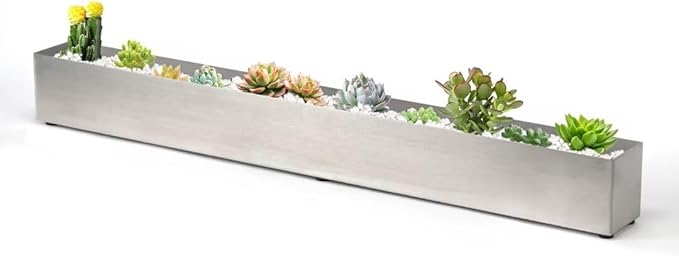 Trough Rectangle Planter Long Window Sill Planter Box Stainless Steel Window Planters Modern Succulent Planter Slivery 32 in Metal Windowsill Pot for Indoor Plants Herb Table Home Outdoor GZGNEEVL