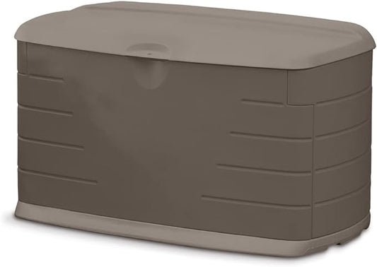 Rubbermaid Medium Resin Outdoor Storage Deck Box (73 Gal), Weather Resistant, Brown, Deck Organization for Home/Backyard/Pool Chemicals/Toys/Garden Tools/Porch/Patio Cushions Rubbermaid