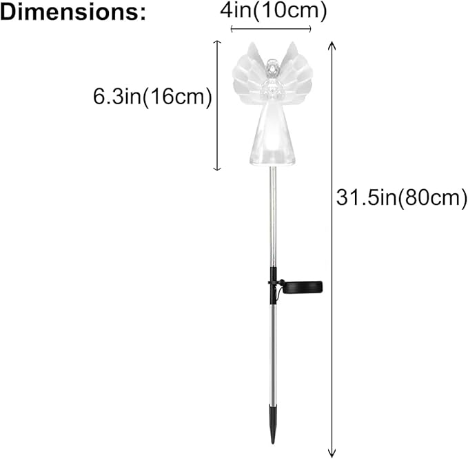 Solar Angel Lights Outdoor Decor - 2 Pack Decorative Color Changing Waterproof LED Angel Stake Lights for Cemetery Grave Garden Patio Yard Art Lawn Decoration, Grave Markers, Memorial Gifts XKYQSY