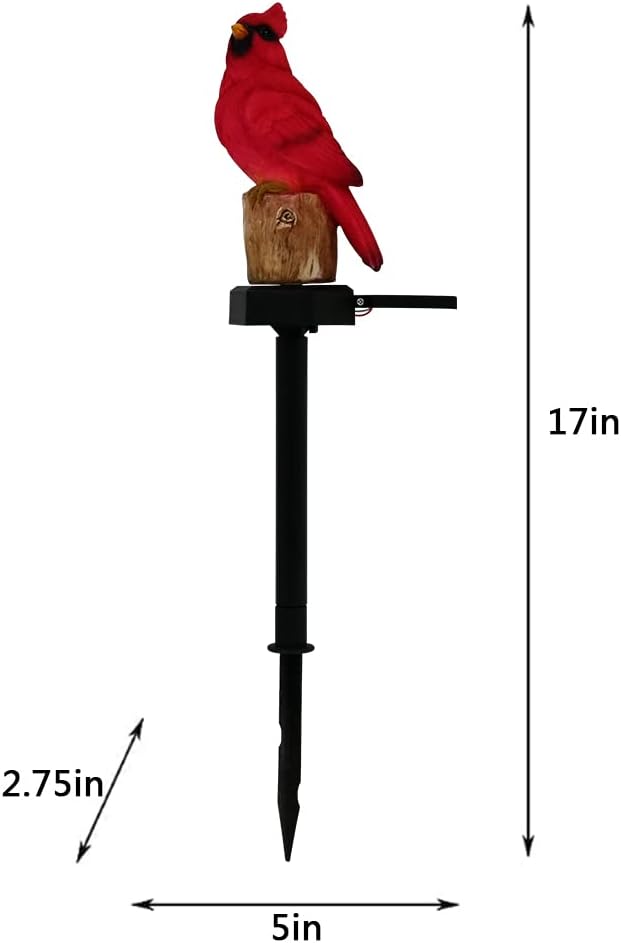 Cardinal Garden Decor Red Bird Figurine Memorial Solar Light Outdoor Stake Patio Yard Art Lawn Ornament Porch Christmas Decorations Outside Statue Gift for Mom Grandma Women Mother Juliahestia