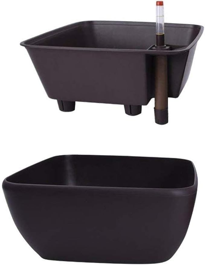 Vencer 10.8 Inch Plastic Square Self Watering Planter,Water Indicator,Modern Decorative Planter Pot for All House Plants Flowers,Herbs,Vegetables,Tropical,Coffee,VF-049C Vencer