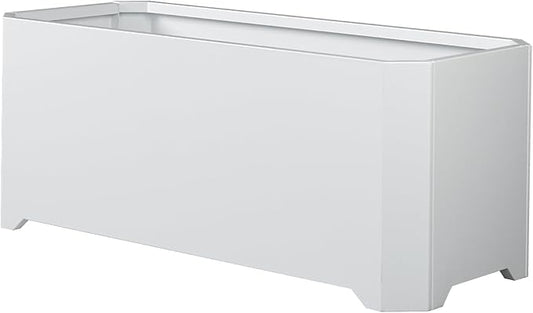 Steel Planter Box-32"x15"x15"-Rectangular Planters for Outdoor Plants, White Matel Planter Box Raised Support Feet for Patio, Deck, Garden, Yard, Drain Holes, Easy Assembly GJWCVLOUTDOORLIFESELLER