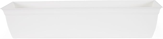 The HC Companies Indoor Outdoor 30 Inch Eclipse Series Window Flower Garden Ornamental Planter Box with Removable Attached Saucer, White (2 Pack) TheHCCompanies