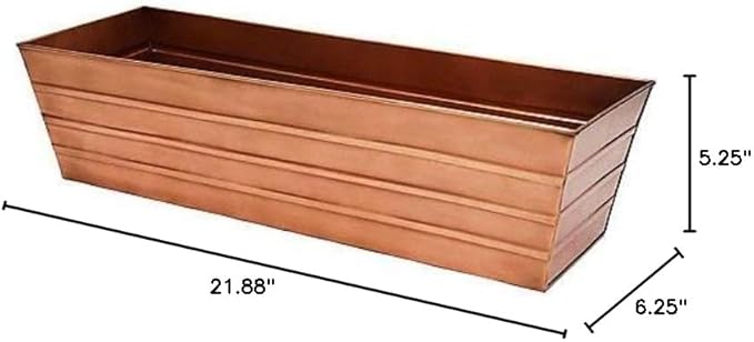 Achla Designs Copper PlatedWindow Flower Box Planter-Small (22" L x 6" W x 5" H) ACHLADesignsHomeGarden