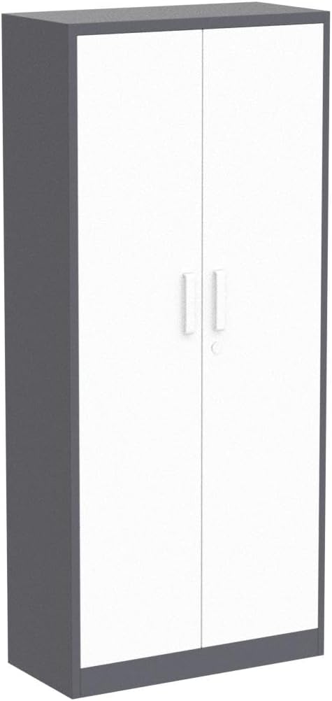 Yizosh Metal Garage Storage Cabinet with 2 Doors and 5 Adjustable Shelves - 71" Steel Lockable File Cabinet,Locking Tool Cabinets for Office,Home,Garage,Gym,School (Gray White) Yizosh