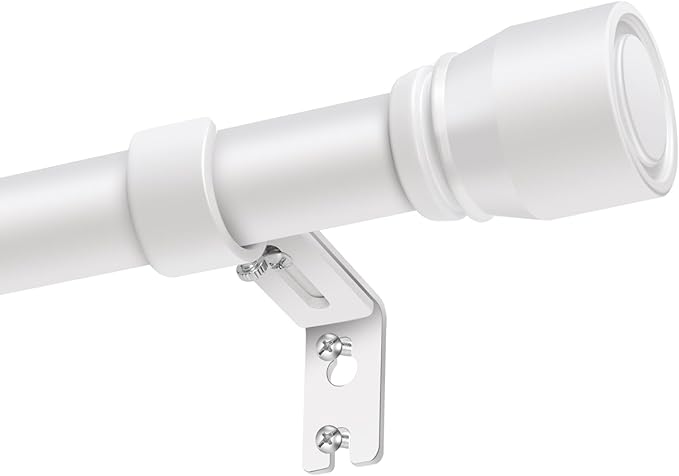 1” Diameter Curtain Rods Itself is 30 to 60 inch 1 Pack Fit 30-54 inch Window with Heavy Duty Adjustable Rod Matte White Splicing Metal Extra Long Curtain Rod for Windows Rootora