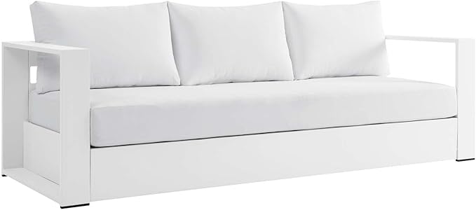 Modway Tahoe Aluminum Outdoor Patio Sofa in White White Modway