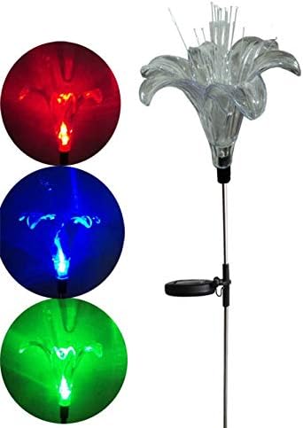 Solar Powered Garden Stake LED Light, Set of 2 (Lily Flower) RELIGHTABLE