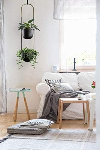 Modern Metal Hanging Planter for Indoor Outdoor Plants with Hook 2 Tier Boho Wall and Ceiling Flower Pots Baskets Holder Home Office Decor(Black) ABETREE
