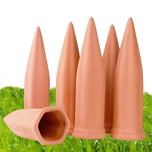 Plant Watering Devices 6 Pack Terracotta Vacation Plant Waterer Wine Bottle Watering Stakes Slow Release Plant Watering Spikes Self Watering Devices for Indoor Outdoor Plants GARDENANDTOOL
