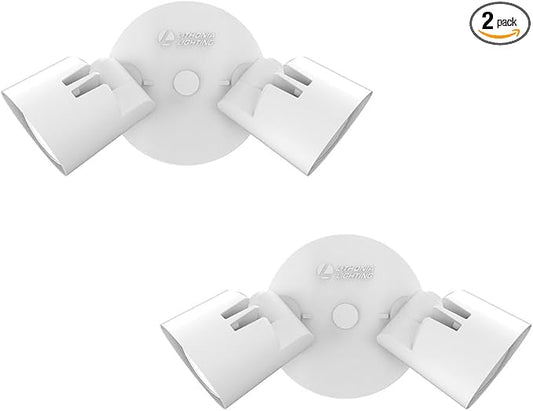 Lithonia Lighting HomeGuard 2-Light LED Outdoor Flood Lights, Wall or Ceiling Mount Outdoor Lights, 4000K Cool White, Round Heads, White, 2-Pack (HGX LED 2RH 40K 120 WH CP2 M2) AcuityBrands