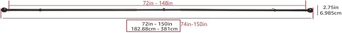 Amazon Basics Easy Installation Adjustable Curtain Rod for Windows with Round Finials, 1-Inch Rod, 72" to 144", Nickel, 2-Pack AmazonBasics