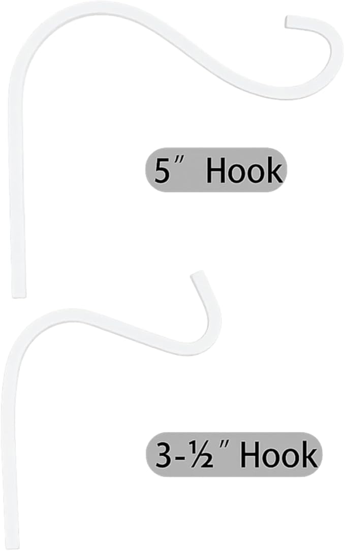 4 Inch Cast Iron Plant Hook – White Wall Mounted Plant Hanger Bracket for Hanging Baskets, Lanterns or Wind Chimes – Heavy-Duty Hook with Screws Included HERNGEE
