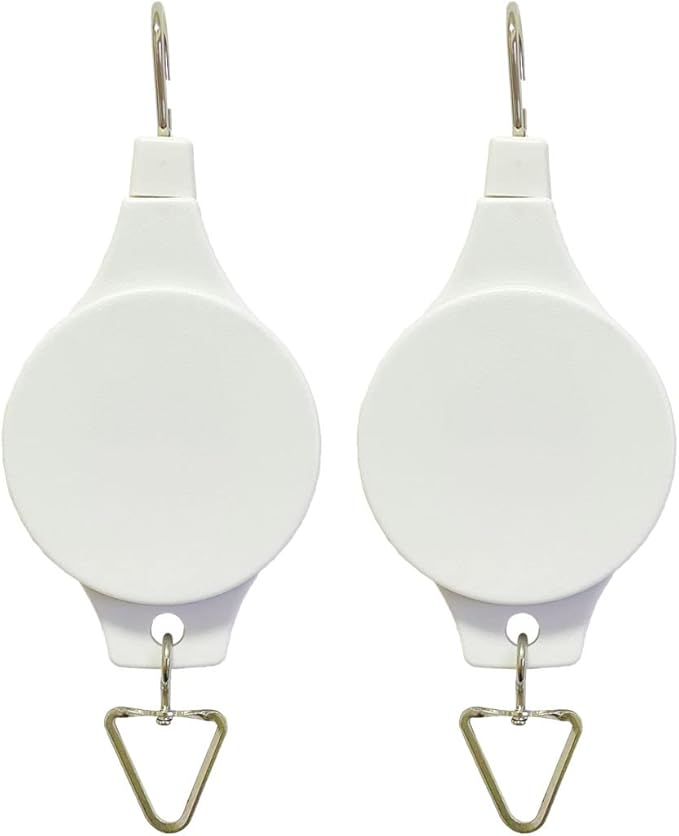 Pack Plant Hook Pulley, Retractable Plant Hanger Easy Reach Hanging Flower Basket for Garden Baskets Pots and Birds Feeder Hang High up and Pull Down to Water Or Feed (White 2Pack) Lythor