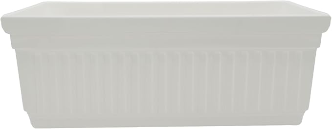 The HC Companies Venetian Window Planter Box w/Drain Plug - Long Planter Box for Windowsills, Balconies & More - Plastic Large Rectangular Outdoor Planters for Herbs & Flowers (30" White, Pack of 1) TheHCCompanies