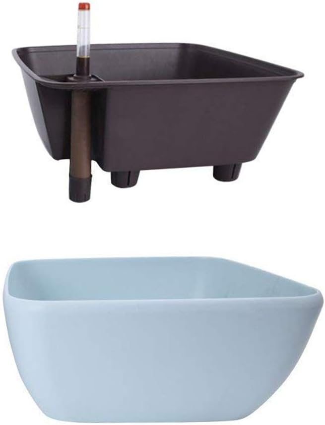 Vencer 10.8 Inch Plastic Square Self Watering Planter,Water Indicator,Modern Decorative Planter Pot for All House Plants Flowers,Herbs,Vegetables,Tropical,Blue,VF-049B Vencer