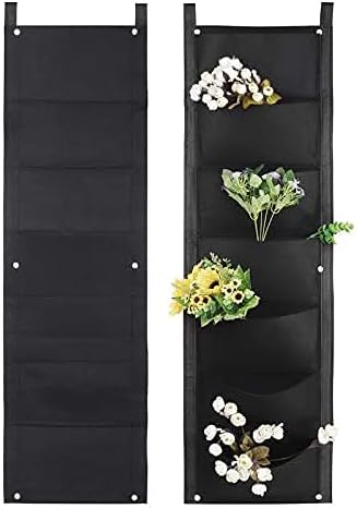 LITLANDSTAR Hanging Planter Bags, 2 Pack 7 Pocket Hanging Vertical Wall Planter Planting Grow Bags Outdoor Indoor Gardening Vertical Greening Flower Container (Black) LITLANDSTAR