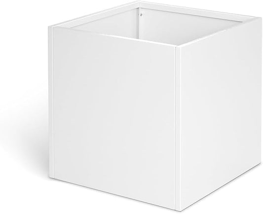 White Steel Planter Square Outdoor Planters Galvanized Steel Planter Box Indoor 32 Inch Metal Large Planters Cube Heavy Duty Flower Pot Modern Commercial Residential for Trees Patio Yard Garden GZGNEEVL