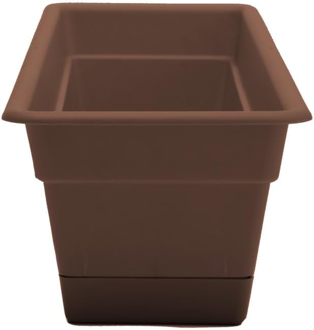 Bloem Dura Cotta Window Box Planter: 24" - Chocolate - with Tray, Weatherproof Resin Box, Removable Tray for Indoor & Outdoor Use, Gardening, 3 Gallon Capacity Bloem