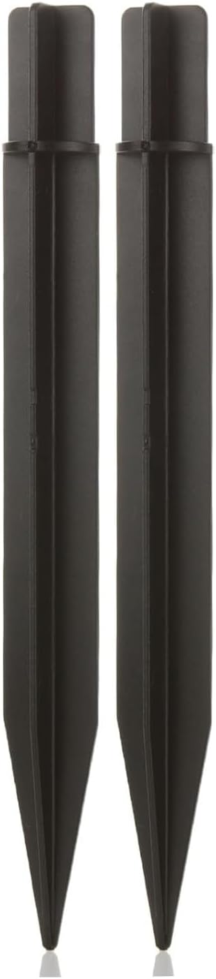 8.25" Reinforced ABS Plastic Solar Ground Spikes - Durable Solar Light Replacement Stakes for Garden, Pathway, Deck, Camping, Christmas Lights (Fits 0.83" Inside Diameter) (Black-2 Pack) Rootora