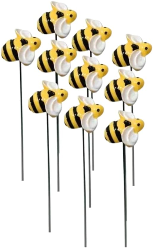 DYJAGYO 10Pcs Bee Garden Stakes Decor, Flower Pot Bed GardenDecorGarden Stakes Decorative, Honey Bee Decor for Yard and Garden, (10Pcs) DYJAGYO