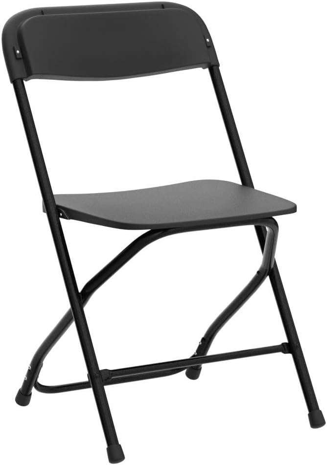 VINGLI 6 Pack Black Plastic Folding Chair, Indoor Outdoor Portable Stackable Commercial Seat with Steel Frame 350lb. Capacity for Events Office Wedding Party Picnic Kitchen Dining VINGLI
