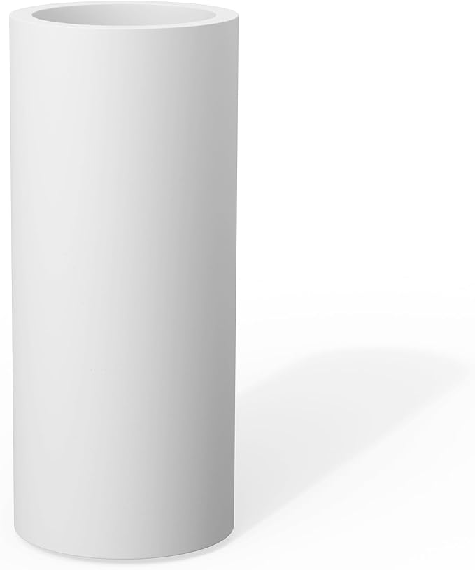 Kante 23.6 Inch Tall Cylindrical Planter, Large Round Plant Pots with Drainage Hole, Made with Concrete, Suitable for Indoor Outdoor Plants, Home Decor, White Kante