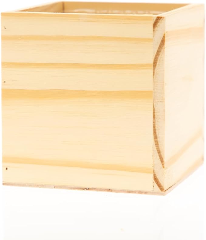 Wood Planter Box, 5 Inch Square, Rose Wood, Plastic Liner, Garden Centerpiece Display, Wedding Flowers Holder, Home and Venue Decor (5x5 Set of 4, Rose Wood) Rootora