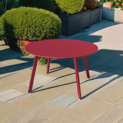 Grand patio Round Steel Patio Coffee Table, Weather Resistant Outdoor Large Side Table, (Red, 1PC) GrandPatio