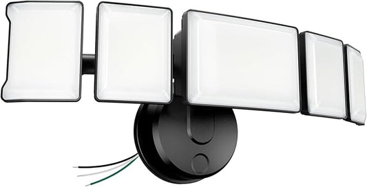 Olafus 130W Flood Light Outdoor, Switch Controlled 13000LM LED Security Light, IP65 Waterproof Outside Floodlight with 5 Adjustable Heads, 6500K Exterior Flood Light Fixture Wired for House Yard Black Olafus