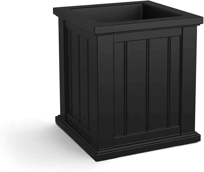 Mayne Cape Cod 16-Inch Square Planter – Self-Watering, Weather-Resistant Planter for Flowers – Durable Outdoor Design for Patio, Porch, or Entryway Mayne