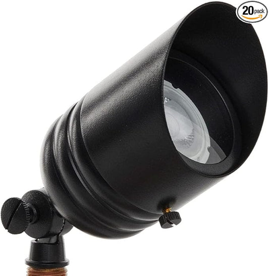 VOLT 20-Pack 12V Fat Boy Brass Outdoor Spotlights (Black) for Low Voltage Landscape Lighting of Yard, Lawn, Garden, Patio, Trees & House VOLT