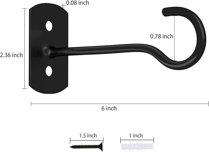 20Pack Plant Hooks Bulk 6in Metal Plant Hook Shepherds Hook Decorative Wall Plant Hanger for Hanging Lanterns, Bird Feeder, Flower Basket, Home Decor Indoor & Outdoor Black QualityEfficiency