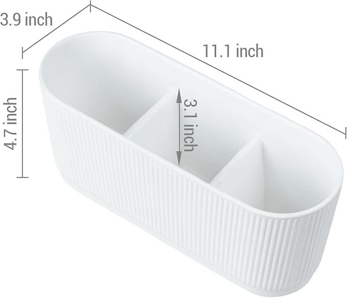 MyGift 11 Inch Ceramic Herb Planter with Drainage, Modern 3 Compartment Plant Pot, Decorative Garden Pots for Planting Herbs Flowers Succulents MyGiftHome