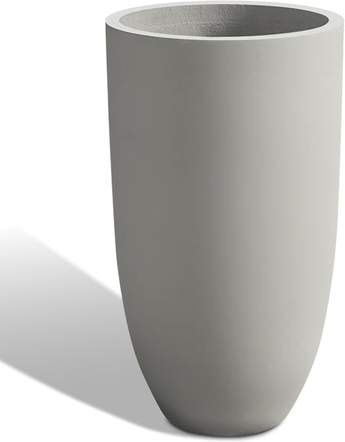 Tall Planters for Outdoor Plants, Large Concrete Flower Pots for Garden Front Porch, Patio, Indoor (Gray) Heyzier