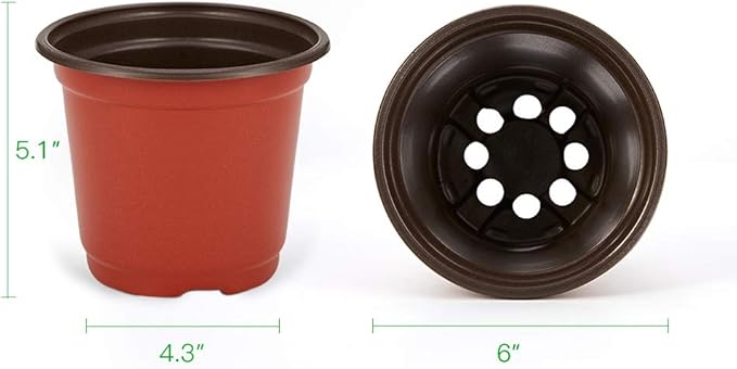 JERIA 200 Pack 6 Inch Plastic Nursery Pots Comewith Drainage Holes, Seedling Flower Plant Container and Seed Starting Pots with 200 Pcs Labels JERIA
