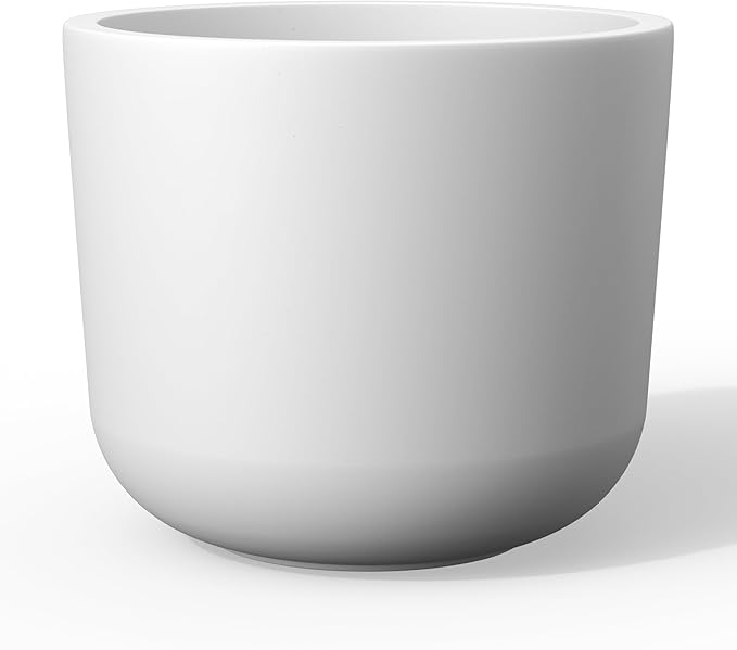 Kante Round Concrete Planter, 11 Inch Dia Classic Style Large Plant Pot with Drainage Hole for Indoor & Outdoor Plants, Ideal for Home, Patio, Garden, White Kante