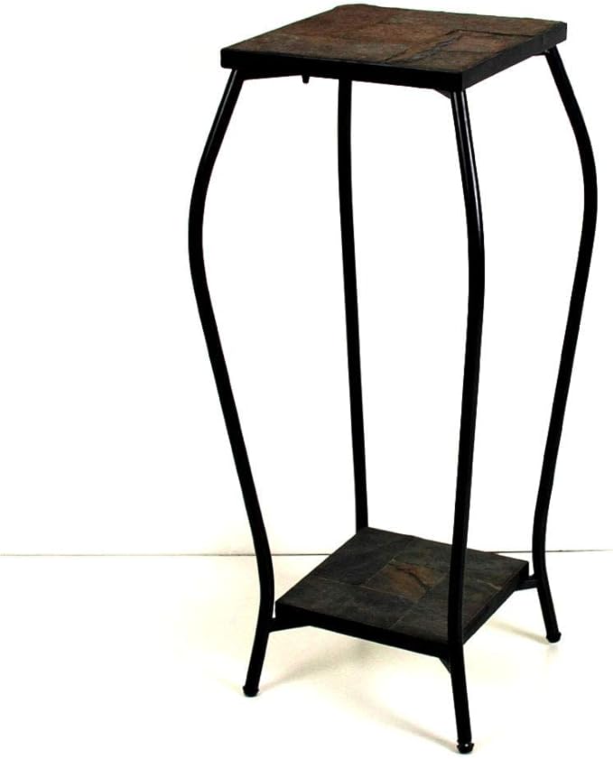 Zhongma 2 Tier 30" Tall Plant Stand with Colorful Slate Top for Balcony, Home, Garden, Backyard Patio with Adjustable Leveling Feet Zhongma