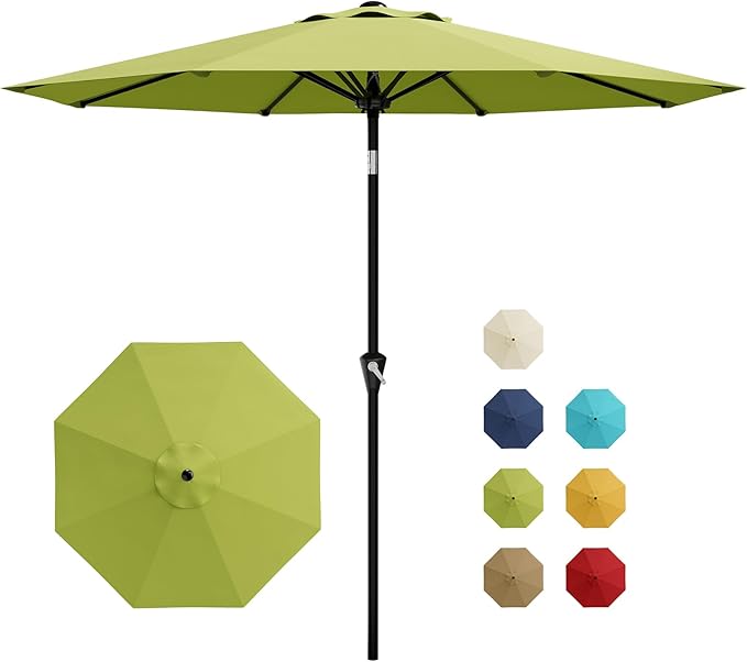 Garvee 9FT Patio Umbrella - Outdoor Table Umbrella with Smooth Crank Lift, Push Button Tilt and 8 Sturdy Ribs - Market Umbrella UV Protection Waterproof for Pool, Deck, Yard, Garden -Apple Green Garvee