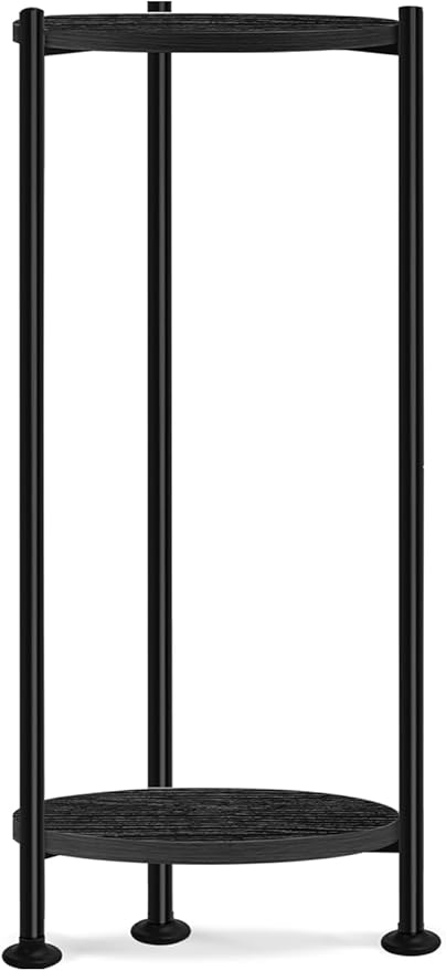 Plant Stand Indoor Outdoor, 30'' Tall Plant Stands for Indoor Plants, Heavy Duty Indoor Plant Shelf, 2 Tier Display Rack for Living Room, Balcony, Deck, Black Lilybud--lily