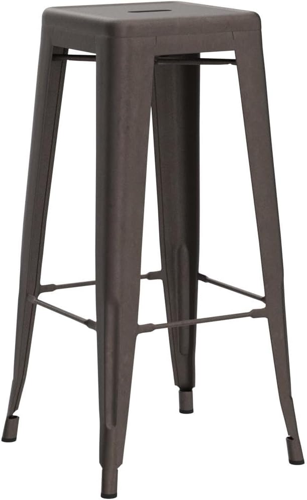 FDW Metal Bar Stools Set of 4 Counter Height Bar Stools 24 Inches Industrial Bar Chairs Patio Stool Stackable Backless Stool Indoor Outdoor Metal Kitchen Stools Bar Chairs (Bronze, 30") FDW