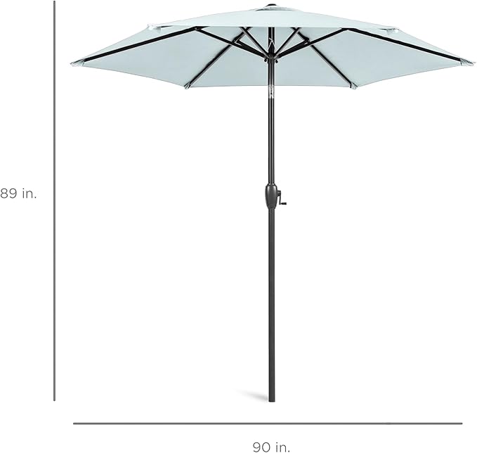 Best Choice Products 7.5ft Heavy-Duty Round Outdoor Market Table Patio Umbrella w/Steel Pole, Push Button Tilt, Easy Crank Lift - Baby Blue BestChoiceProducts
