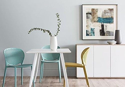 2xhome Set of 4 Patio Dining Chairs | Modern Stackable Outdoor Pool Side Chair | Weather Resistant Plastic for Yard, Porch, Balcony, Kitchen, Teal 2xhome